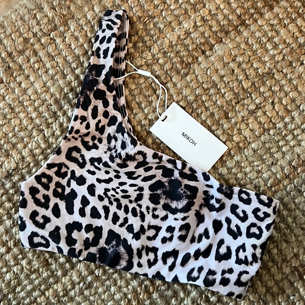 MIKOH Moni One Shoulder Top in Leopard NWT Size XS